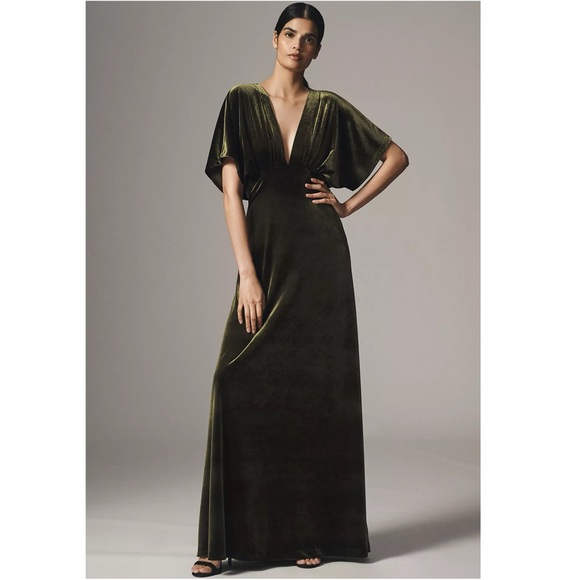 Amelia Dress Bhldn Amalia Artemis Velvet Maxi Dress Emerald